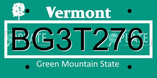 BG3T276 Vermont License Plate