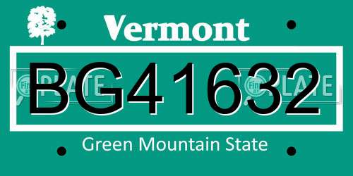 BG41632 Vermont License Plate