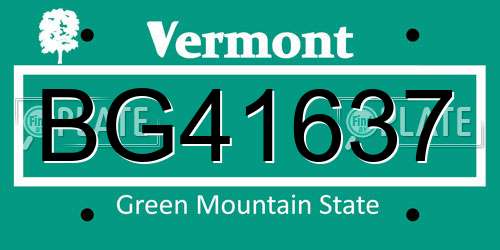 BG41637 Vermont License Plate