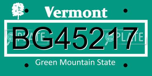 BG45217 Vermont License Plate