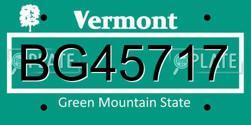 BG45717 Vermont License Plate