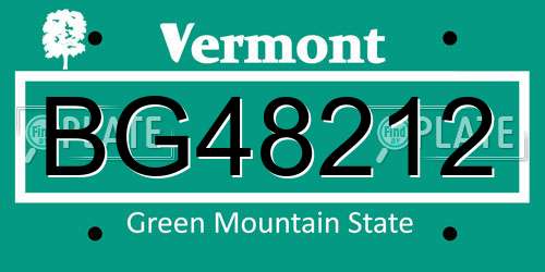 BG48212 Vermont License Plate