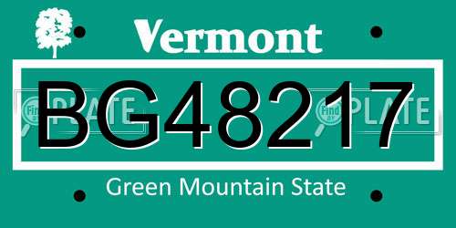 BG48217 Vermont License Plate