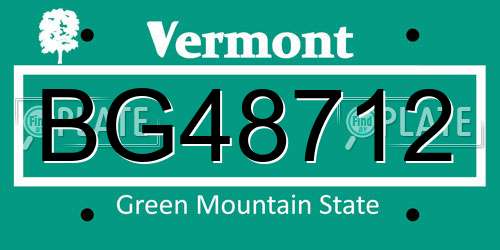 BG48712 Vermont License Plate