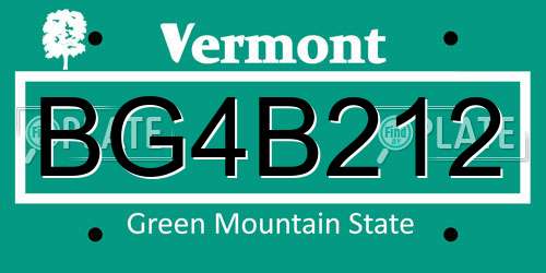 BG4B212 Vermont License Plate
