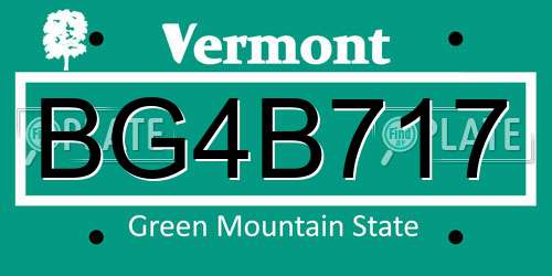 BG4B717 Vermont License Plate