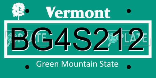 BG4S212 Vermont License Plate
