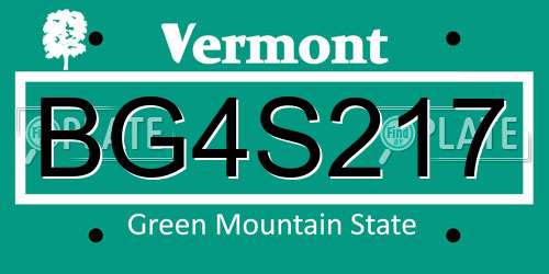 BG4S217 Vermont License Plate