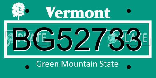 BG52733 Vermont License Plate