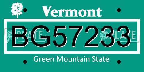 BG57233 Vermont License Plate