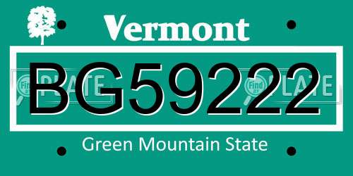 BG59222 Vermont License Plate