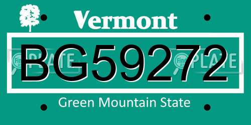 BG59272 Vermont License Plate