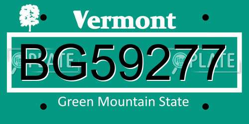 BG59277 Vermont License Plate
