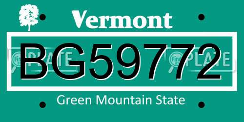 BG59772 Vermont License Plate