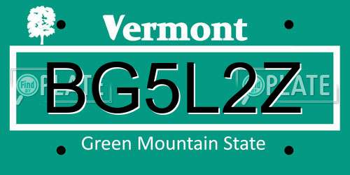 BG5L2Z Vermont License Plate