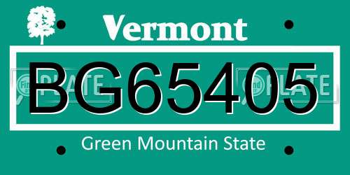 BG65405 Vermont License Plate