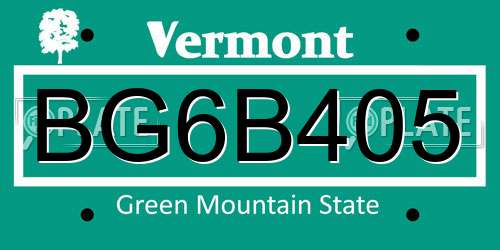 BG6B405 Vermont License Plate
