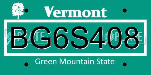 BG6S408 Vermont License Plate