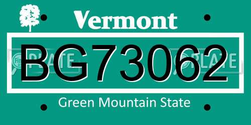 BG73062 Vermont License Plate