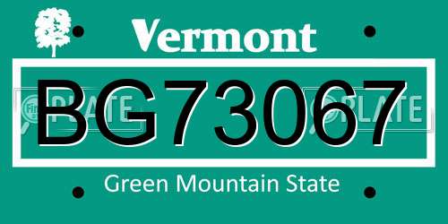 BG73067 Vermont License Plate