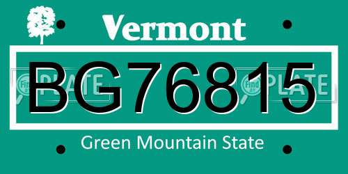 BG76815 Vermont License Plate