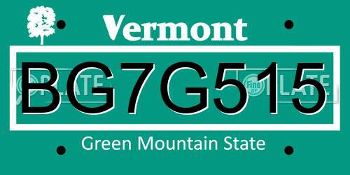 BG7G515 Vermont License Plate