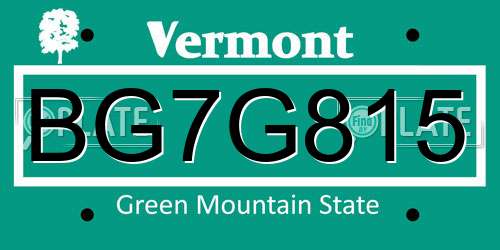 BG7G815 Vermont License Plate