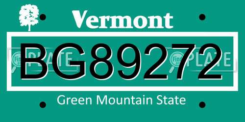 BG89272 Vermont License Plate