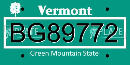 BG89772 Vermont License Plate