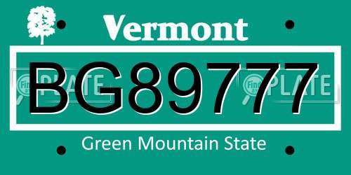 BG89777 Vermont License Plate