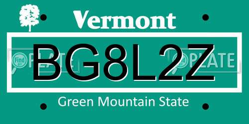 BG8L2Z Vermont License Plate