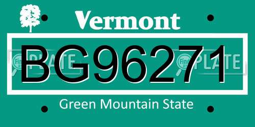 BG96271 Vermont License Plate