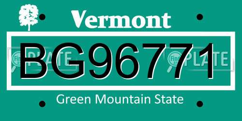 BG96771 Vermont License Plate