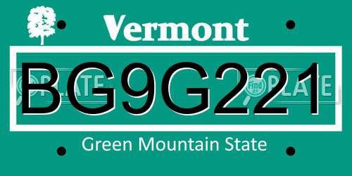 BG9G221 Vermont License Plate