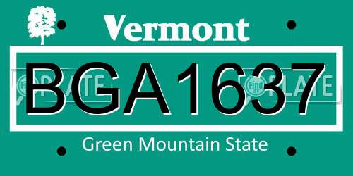 BGA1637 Vermont License Plate