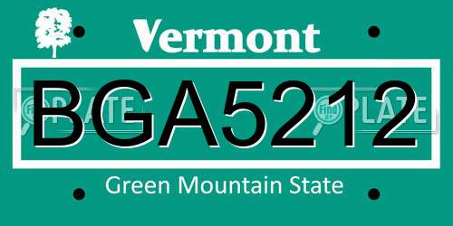 BGA5212 Vermont License Plate