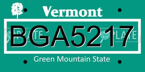 BGA5217 Vermont License Plate
