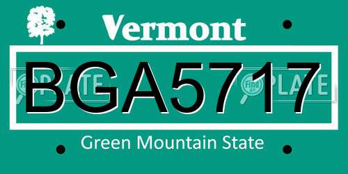 BGA5717 Vermont License Plate