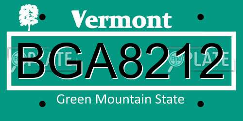 BGA8212 Vermont License Plate