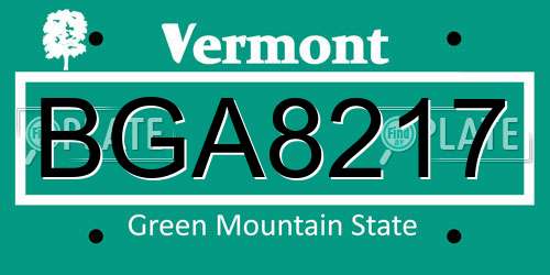 BGA8217 Vermont License Plate