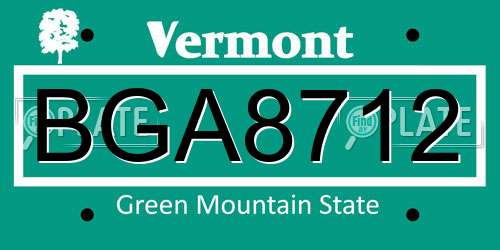 BGA8712 Vermont License Plate