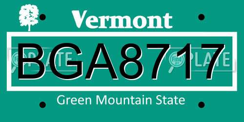 BGA8717 Vermont License Plate