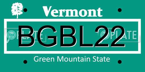BGBL22 Vermont License Plate
