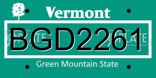 BGD2261 Vermont License Plate
