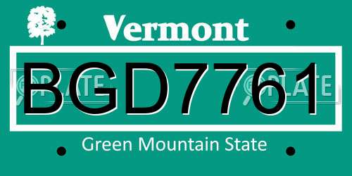 BGD7761 Vermont License Plate