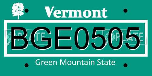 BGE0505 Vermont License Plate