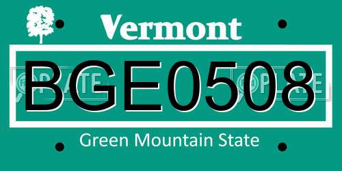 BGE0508 Vermont License Plate