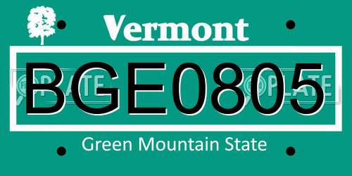 BGE0805 Vermont License Plate