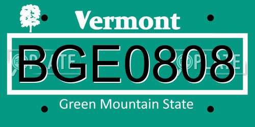 BGE0808 Vermont License Plate