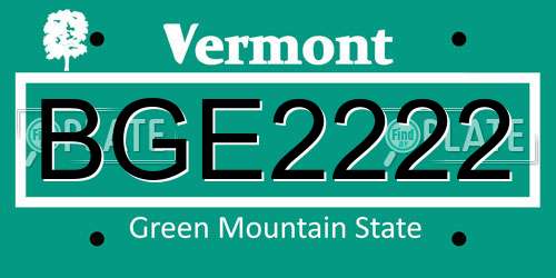 BGE2222 Vermont License Plate